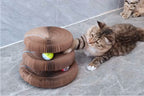 Accordion Cat Scratcher Toy - cat playing with track ball