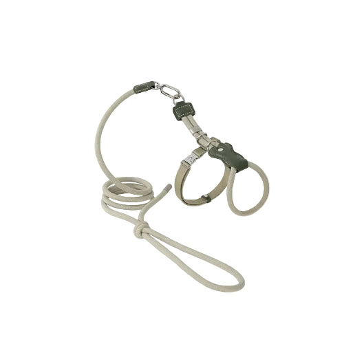Leather-Trim Rope Cat Harness and Leash - detail