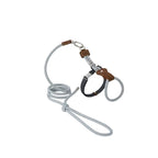Leather-Trim Rope Cat Harness and Leash - grey blue